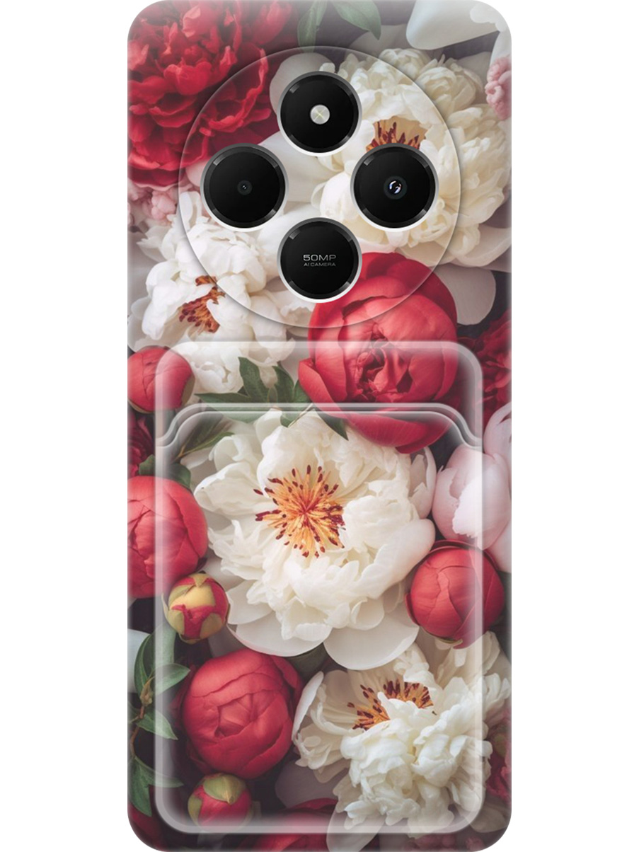 

Силиконовый чехол на Xiaomi Redmi 14C, Poco C75 с принтом с карманом для карты 840731, Прозрачный;белый;красный, 786715721