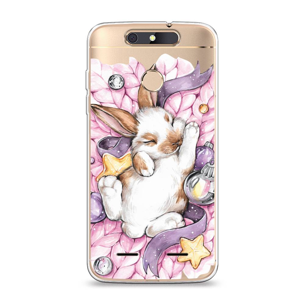 

Чехол на ZTE Blade V8 mini "Кролик спит", Розовый;белый, 131950-5