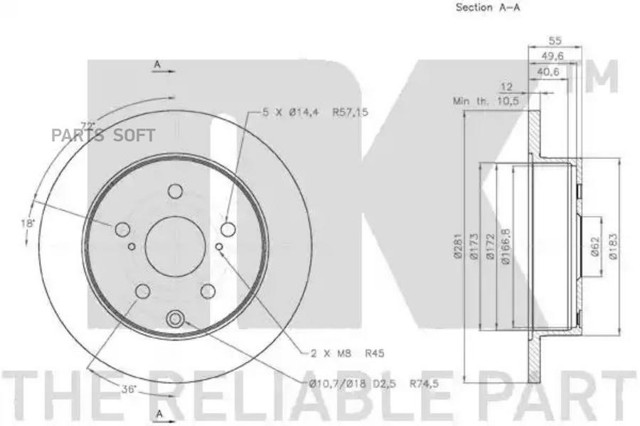 

2045114nk_диск тормозной задний toyota ra4 2.0/2.2d 06>