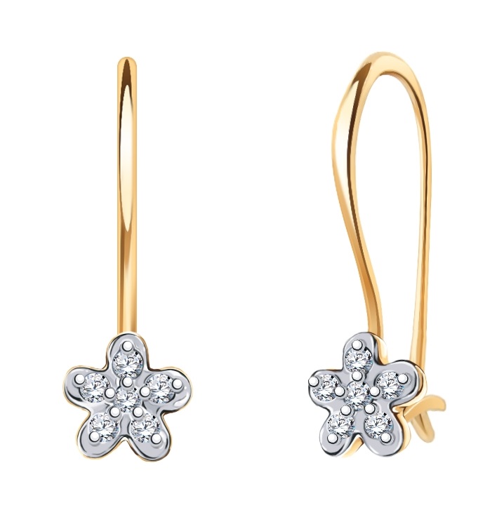 

Серьги из красного золота с фианитом Atoll 20128, 20128