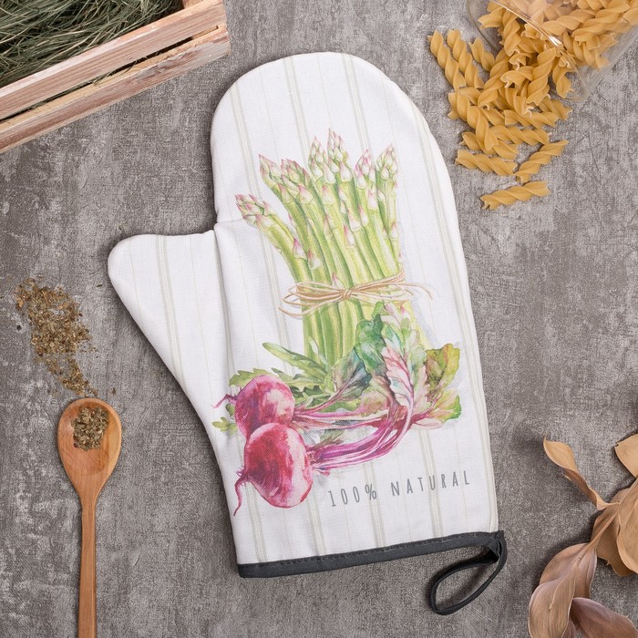 

Варежка-приxватка "Vegetable" 20x28см,саржа, 100% x/л, ватин 250г/м2, Белый