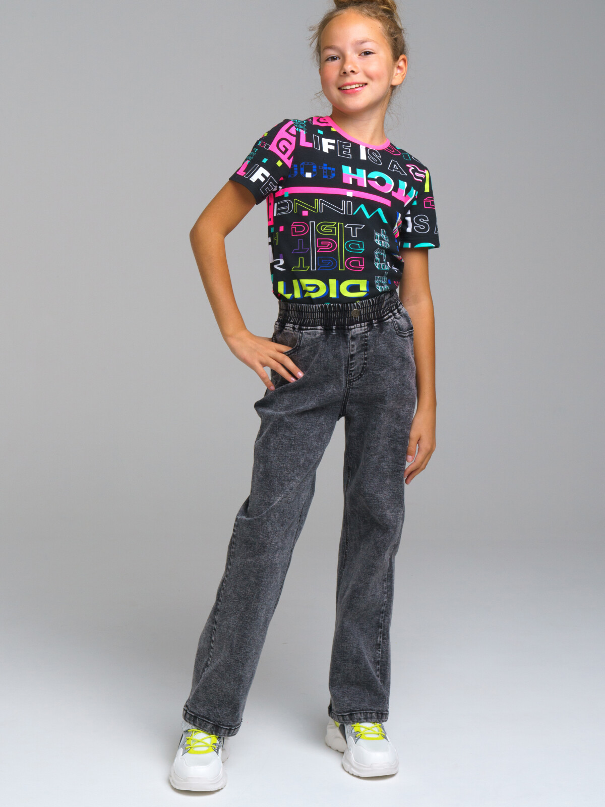 

Джинсы детские PlayToday Tween 12321066, черный, 128, 12321066