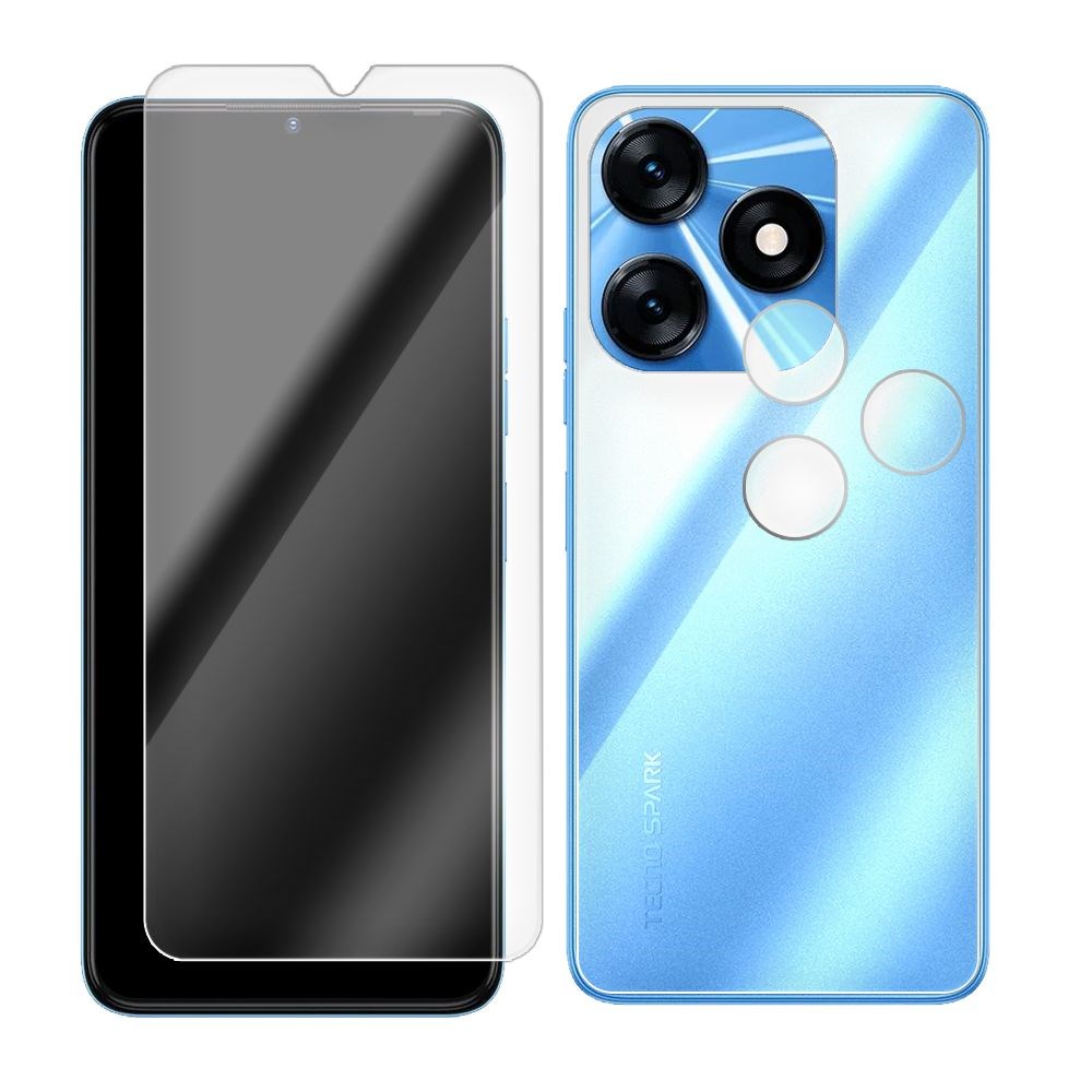 

Комплект из защитных гибридных стекол для TECNO Spark 10 перед/зад/камера