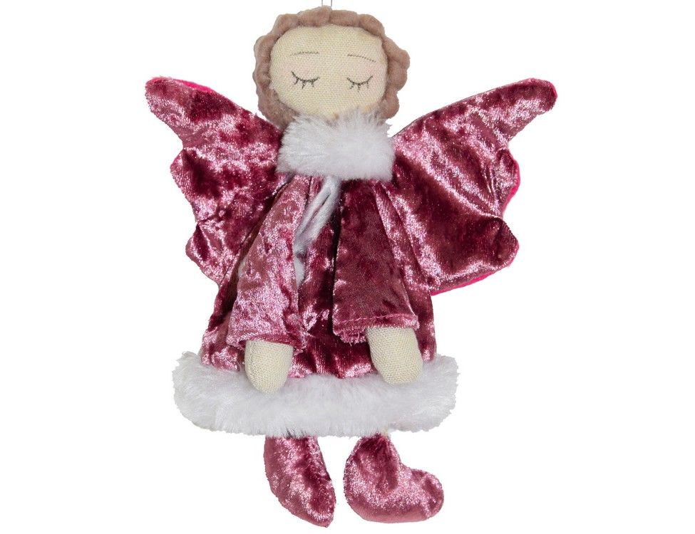 Елочная игрушка Due esse christmas Бархатный ангелочек сонья 11840745-03 1 шт. розовый