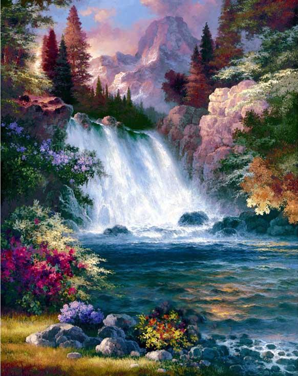 

Алмазная вышивка Гранни Водопад, 38x48 см, Водопад