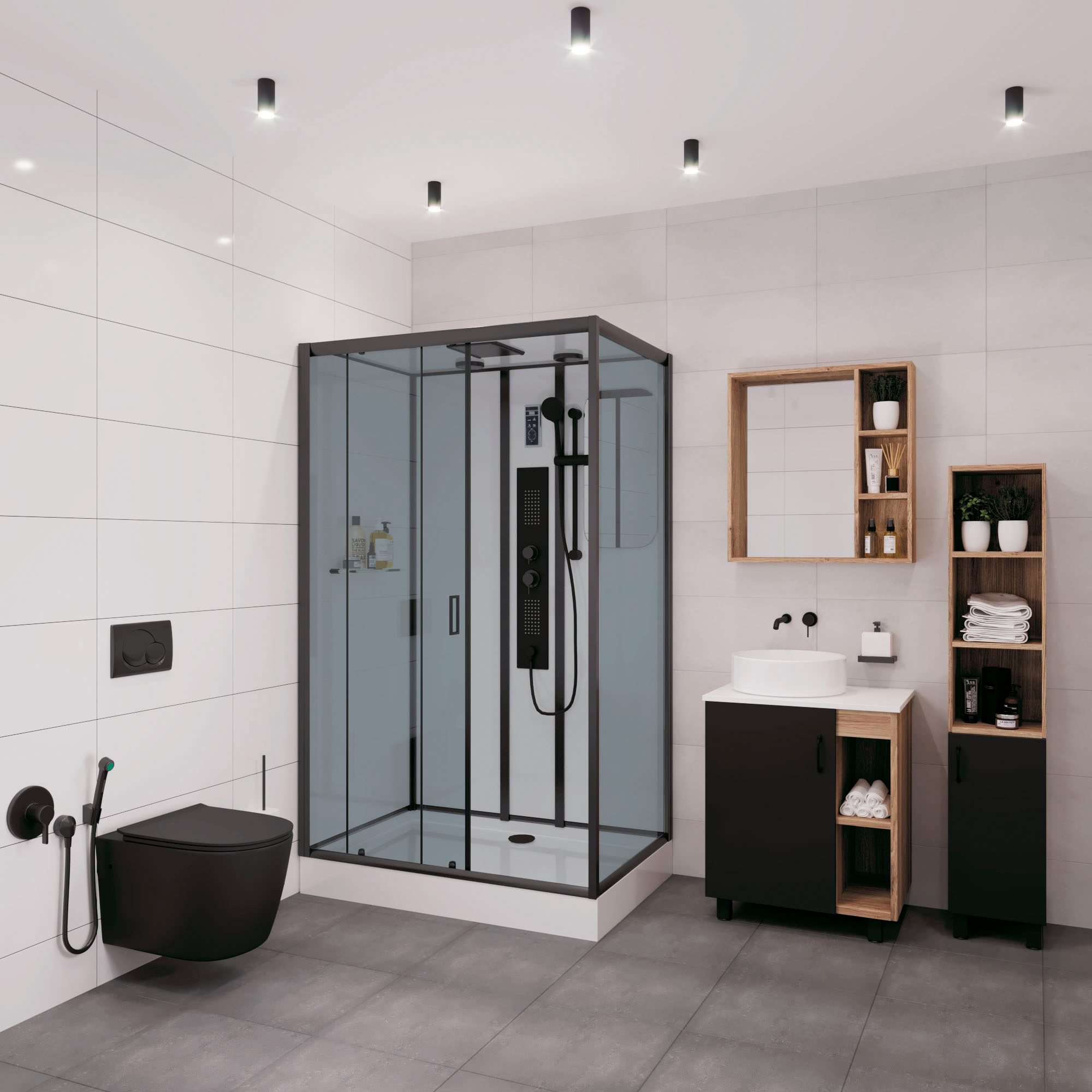 

Niagara Душевая кабина Niagara Premium NG-6912-01GQL BLACK 120х80х210 левая, черная