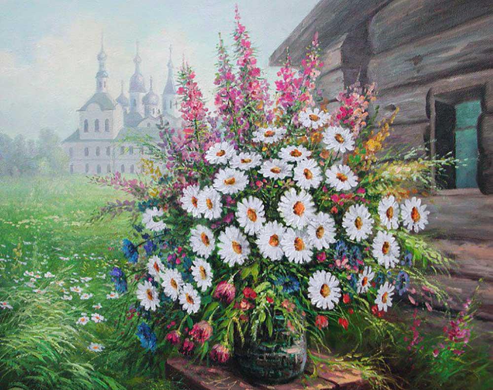 

Алмазная вышивка Гранни Букет полевых цветов, 38x48 см, Букет полевых цветов