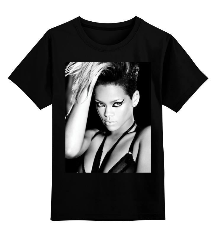 

Футболка детская Printio Rihanna b&w цв. черный р. 128, Rihanna b&w