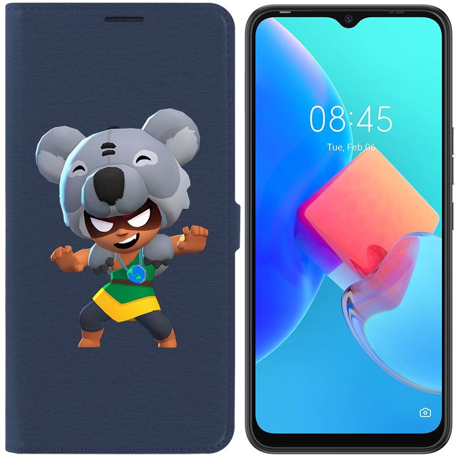

Чехол-книжка Krutoff Eco Book для Tecno Spark 8C Brawl Stars-Нита Коала (синий)