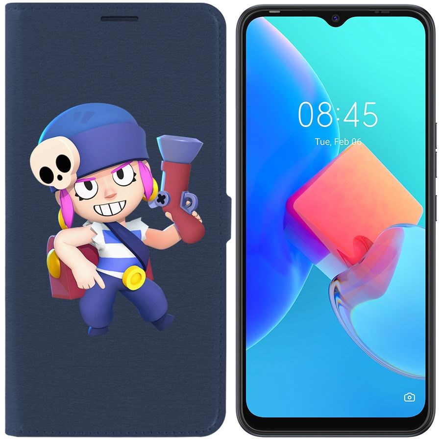 

Чехол-книжка Krutoff Eco Book для Tecno Spark 8C Brawl Stars-Пенни (синий)