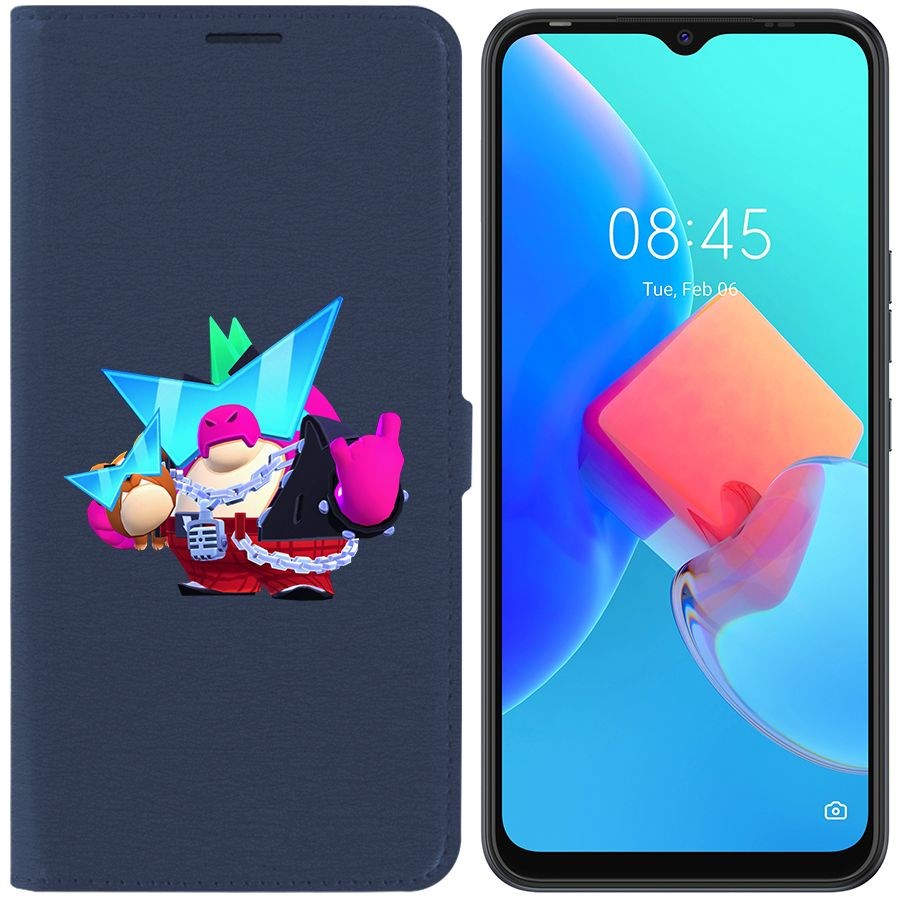 

Чехол-книжка Krutoff Eco Book для Tecno Spark 8C Brawl Stars-Плохиш Базз (синий)