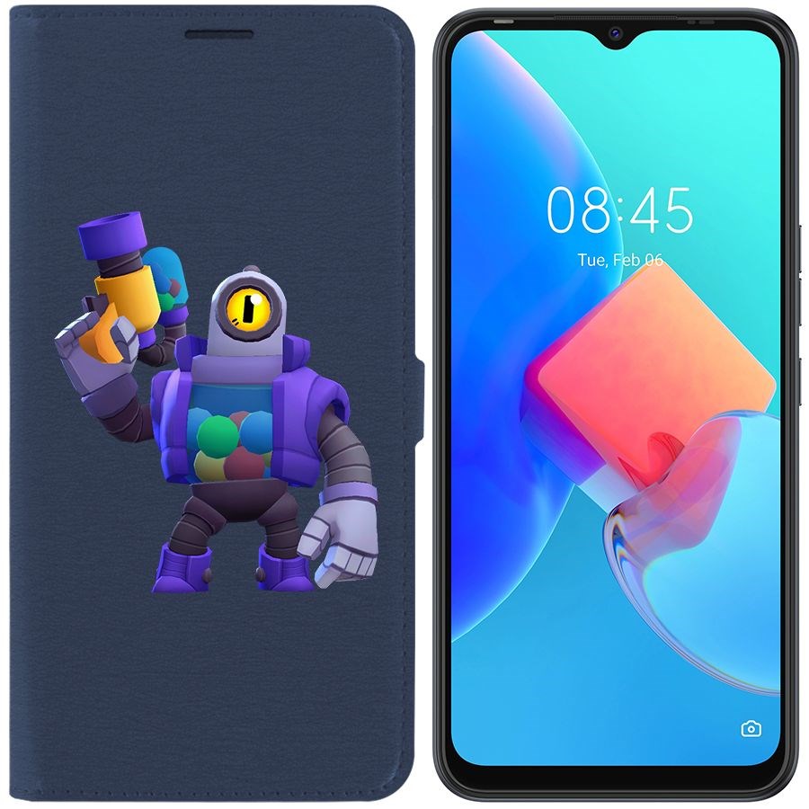 

Чехол-книжка Krutoff Eco Book для Tecno Spark 8C Brawl Stars-Рико (синий)