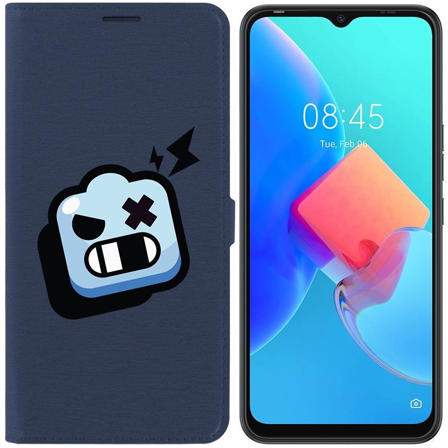 

Чехол-книжка Krutoff Eco Book для Tecno Spark 8C Brawl Stars-Роборубка (синий)