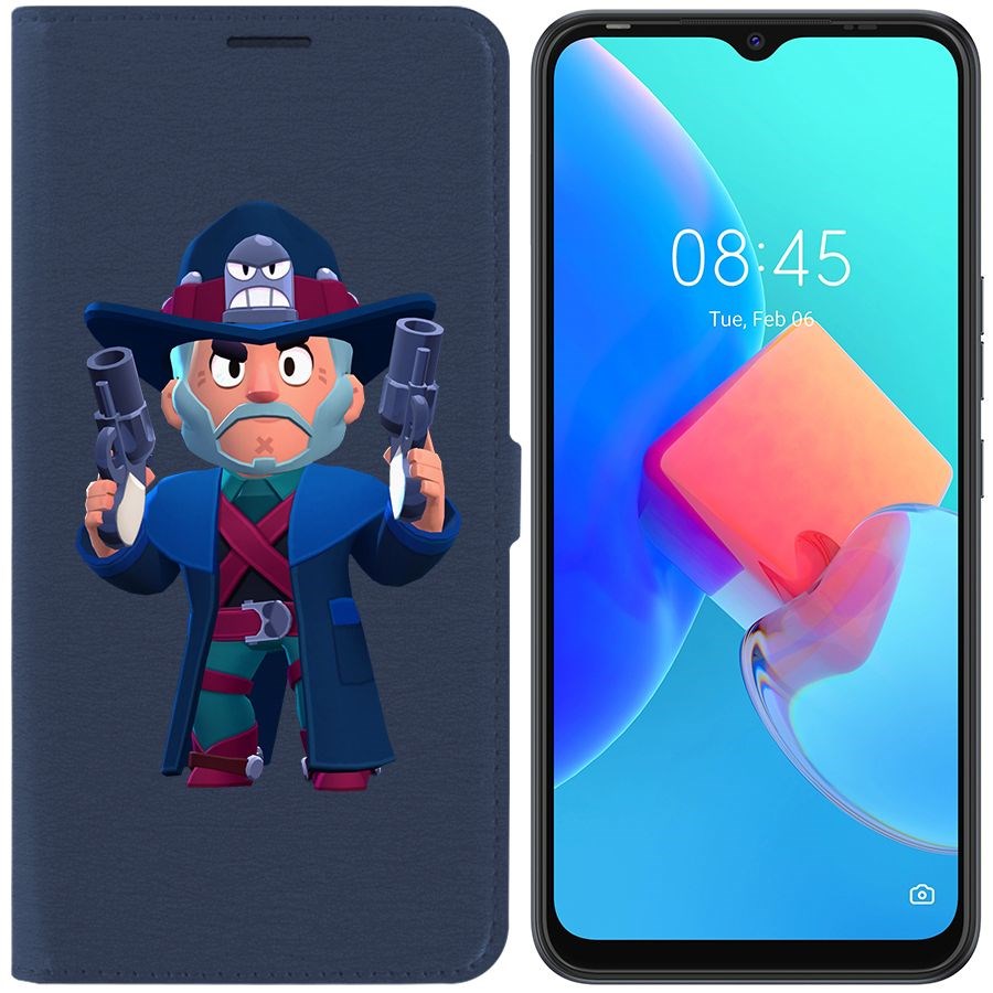 

Чехол-книжка Krutoff Eco Book для Tecno Spark 8C Brawl Stars-Стрелок Кольт (синий)