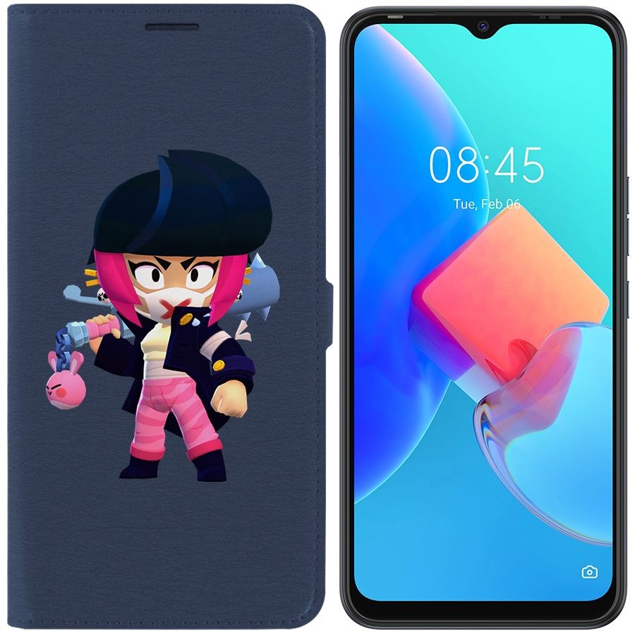 

Чехол-книжка Krutoff Eco Book для Tecno Spark 8C Brawl Stars-Ужасная Биби (синий)