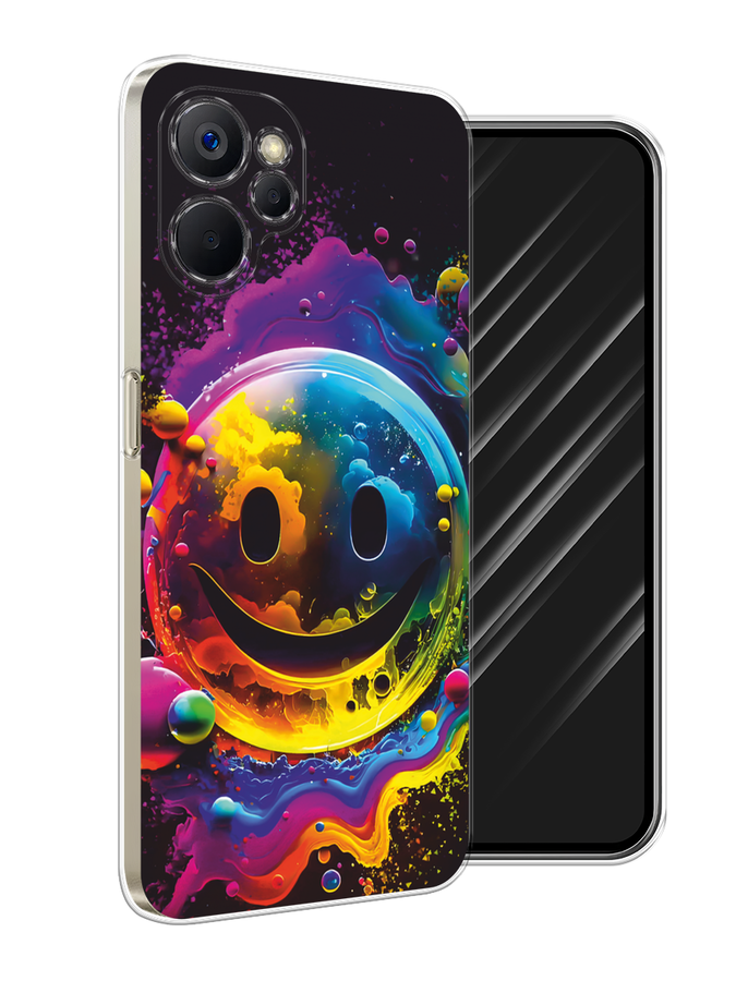 

Чехол Awog на Realme 9i 5G/10T 5G "Кислотный смайл", Фиолетовый;желтый;синий, 2513950-1