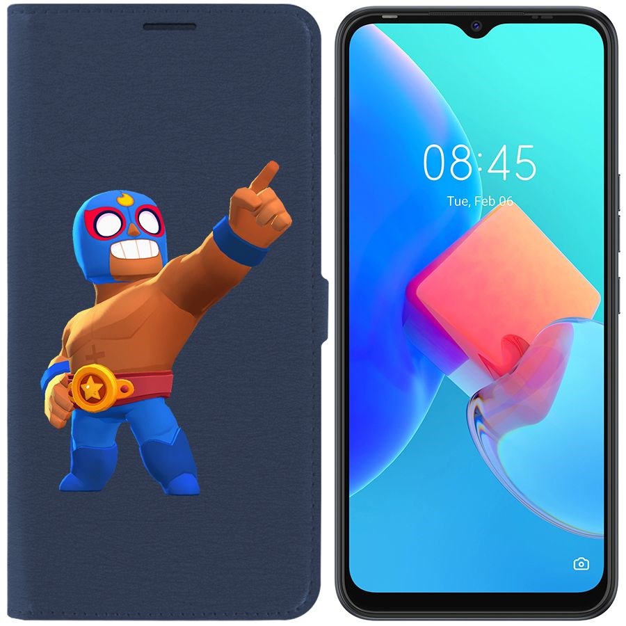 

Чехол-книжка Krutoff Eco Book для Tecno Spark 8C Brawl Stars-Эль Примо (синий)