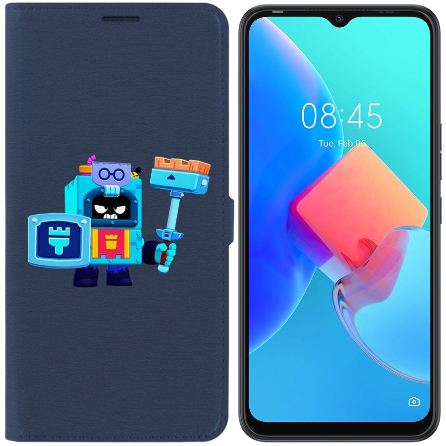 

Чехол-книжка Krutoff Eco Book для Tecno Spark 8C Brawl Stars-Эш (синий)