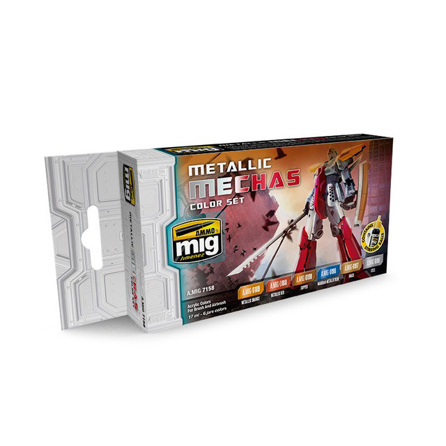 фото Набор акриловых красок ammo mig metallic mechas color set amig7158