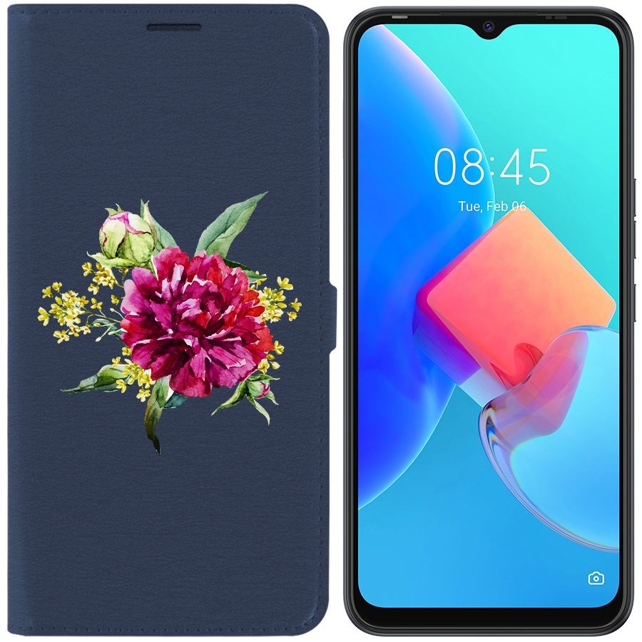 

Чехол-книжка Krutoff Eco Book для Tecno Spark 8C Цветочная акварель (синий)
