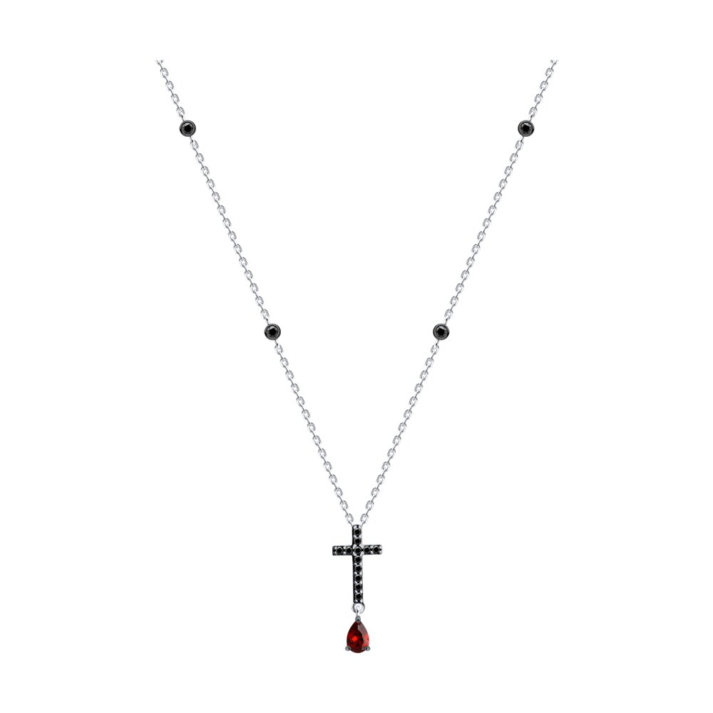 

Колье из серебра 40-45 см SOKOLOV 94071003, фианит, 94071003