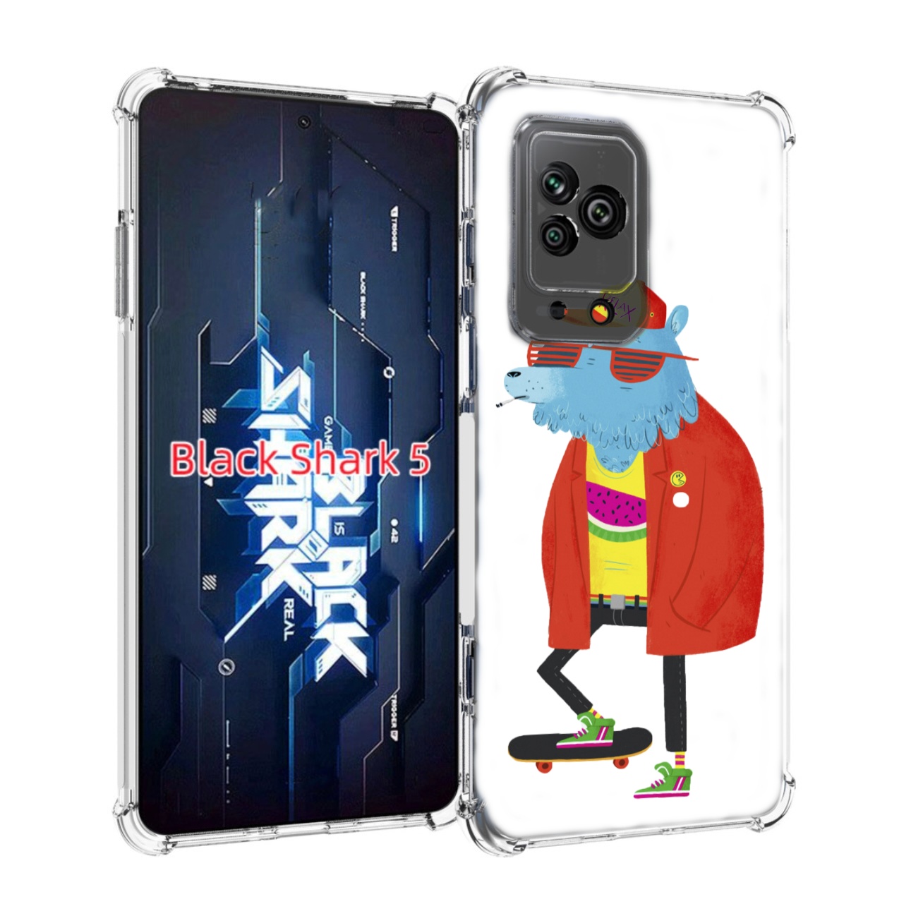 

Чехол MyPads медведь на скейте для Xiaomi Black Shark 5, Прозрачный, Tocco