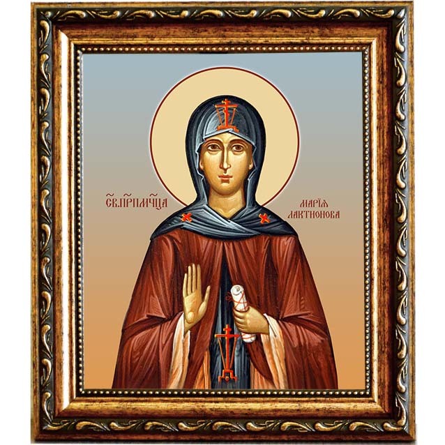 

Мария Лактионова, послушница, преподобномученица. Икона на холсте.
