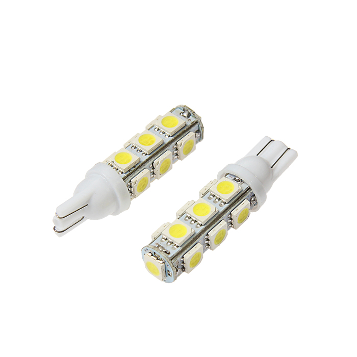 Автолампа светодиодная TORSO T10 W5W, 12 В, 13 SMD-5050, свет белый, набор 2 шт