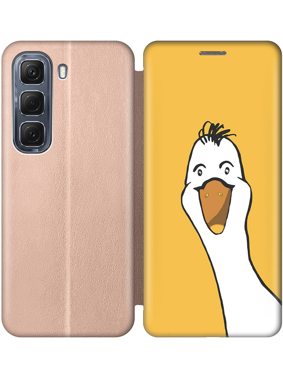 

Чехол-книжка на Infinix Hot 50 4G с принтом "Забавный гусь" золотой, Золотистый;белый;желтый, 786718772