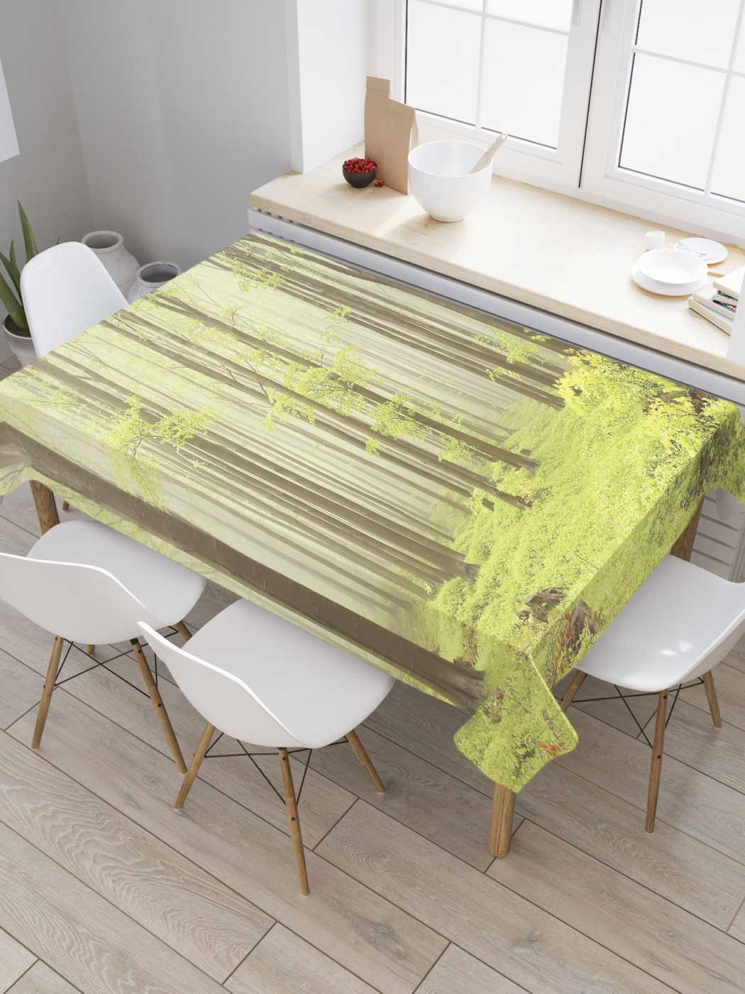 

Скатерть прямоугольная JoyArty "За лесом неизвестность" из сатена, 180x145 см, Зеленый, За лесом неизвестность