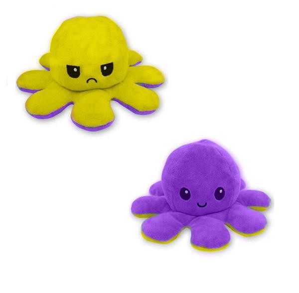 фото Мягкая двухсторонняя игрушка - вывернушка осьминожка цв. фиолетовый, цв. жёлтый nobrand