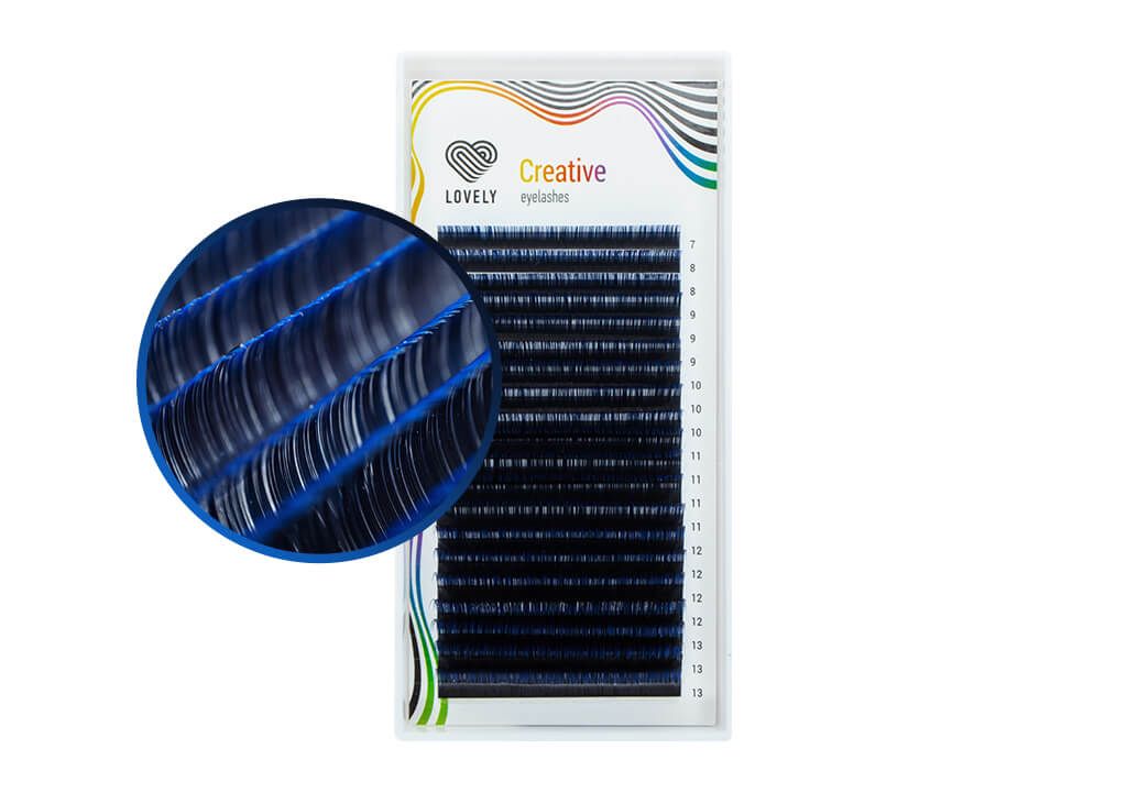 

Ресницы Lovely двухтоновые синие C+ 0.10 7-13 мм, Синий