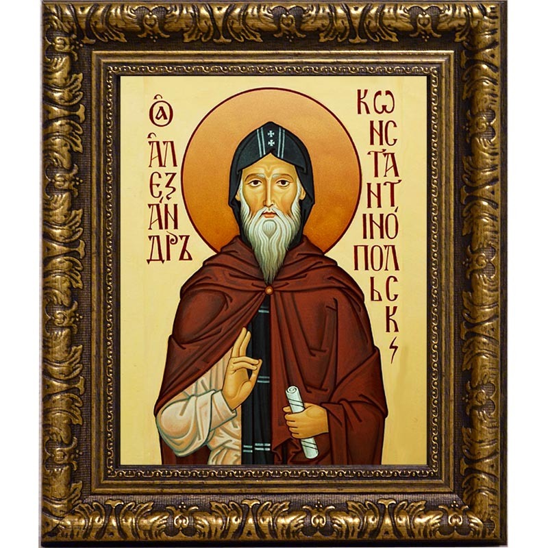 

Александр Константинопольский Святой преподобный. Икона на холсте.
