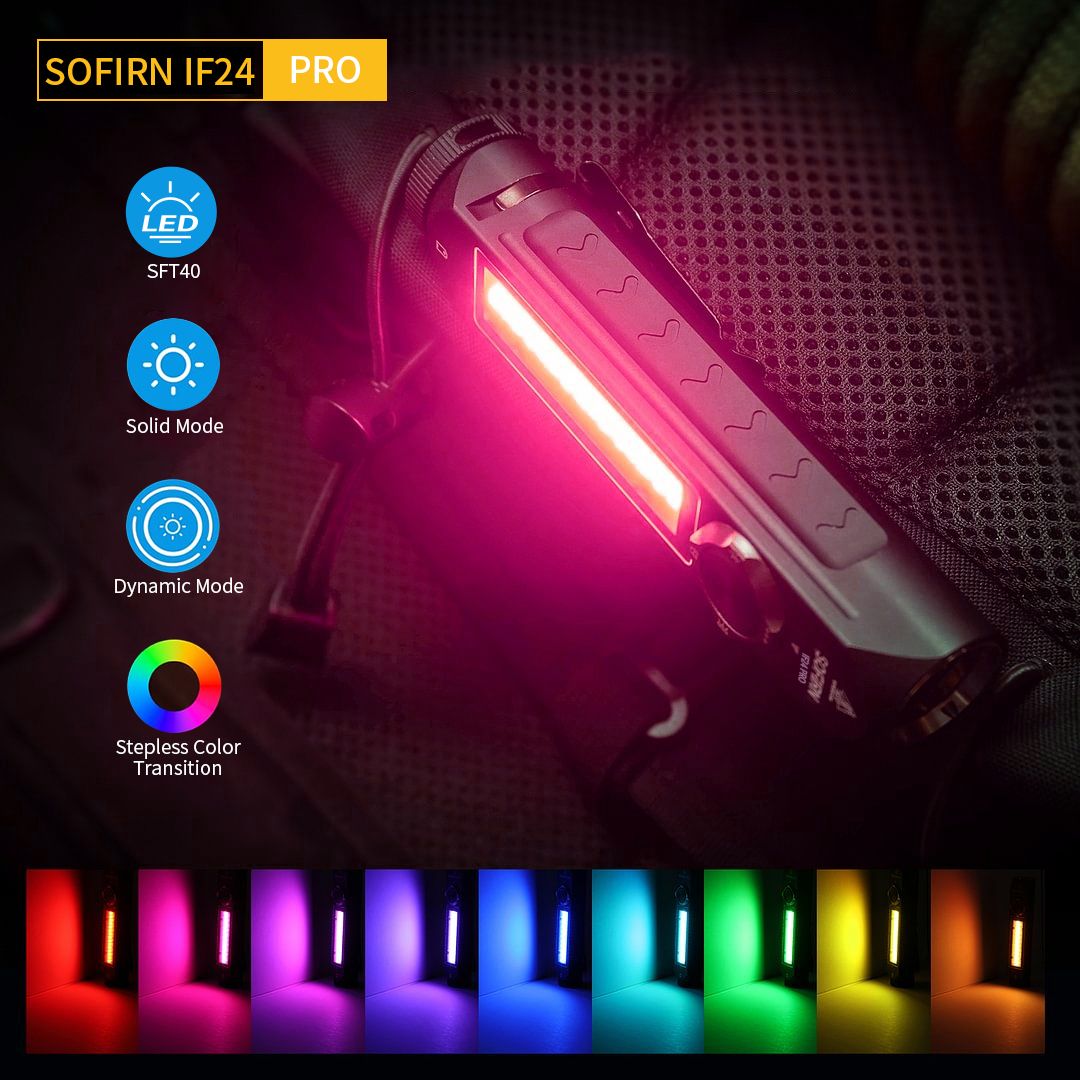 Фонарь Sofirn IF24 PRO SFT40 RGB 5000K 1800лм а18650 USB C