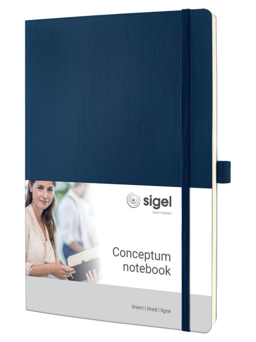 Блокнот Sigel в линейку с эластичной резинкой A4 Conceptum, темно-синий 194 страницы