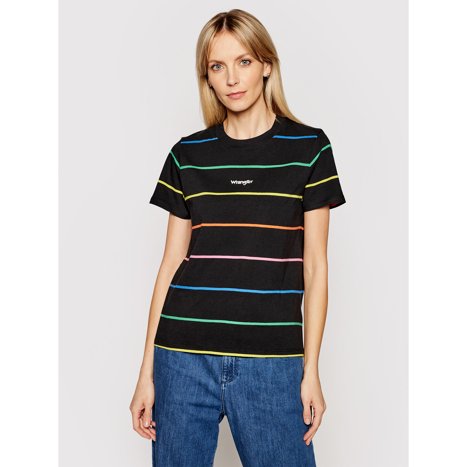 

Футболка женская Wrangler HIGH RIB REGULAR TEE WORN BLACK черная S