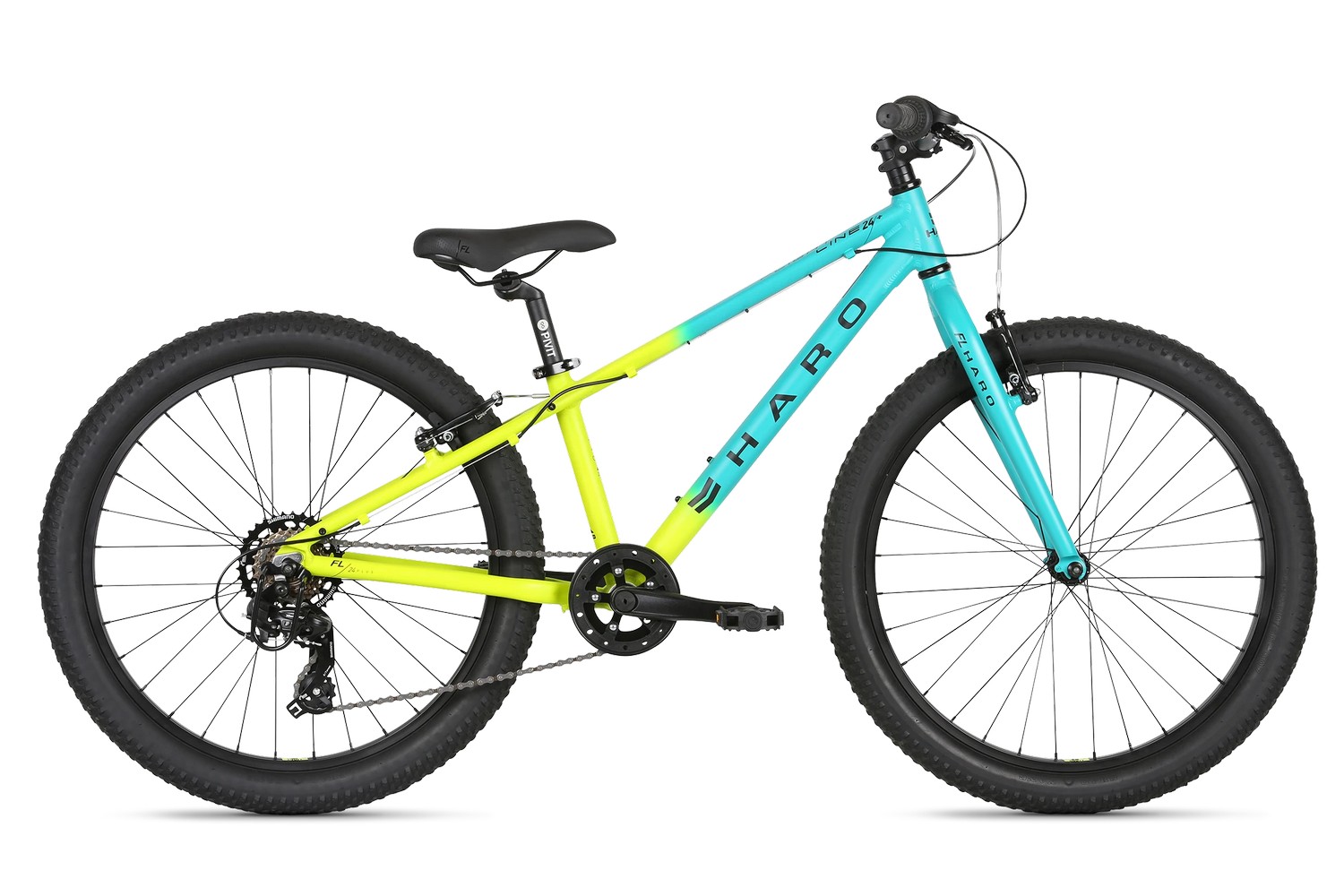 

Велосипед Haro Flightline 24 Plus matt teal/n yel fade 24", Зеленый