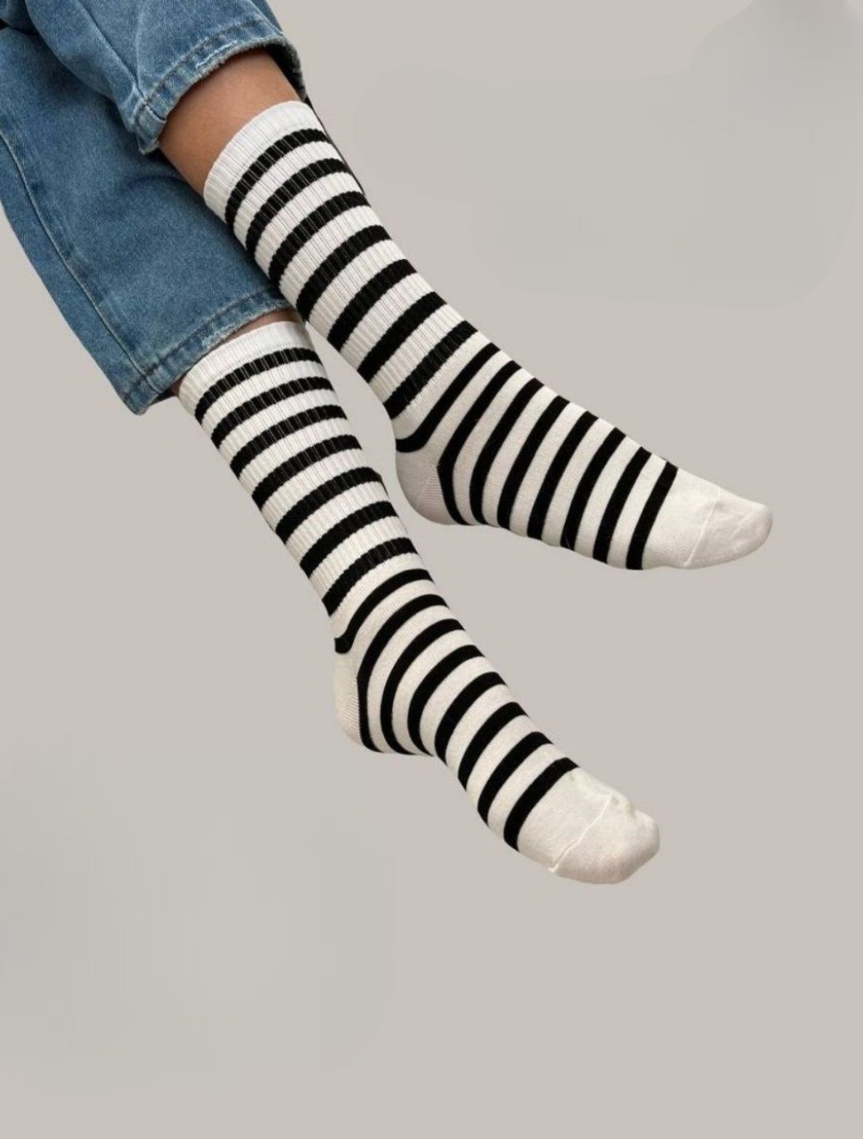 Комплект носков женских AMNHA BEALL BROSE полосатых высоких белых 36-40