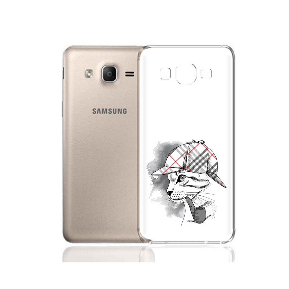 

Чехол MyPads Tocco для Samsung Galaxy A7 (2015) кошка с трубкой (PT11625.595.405), Прозрачный, Tocco