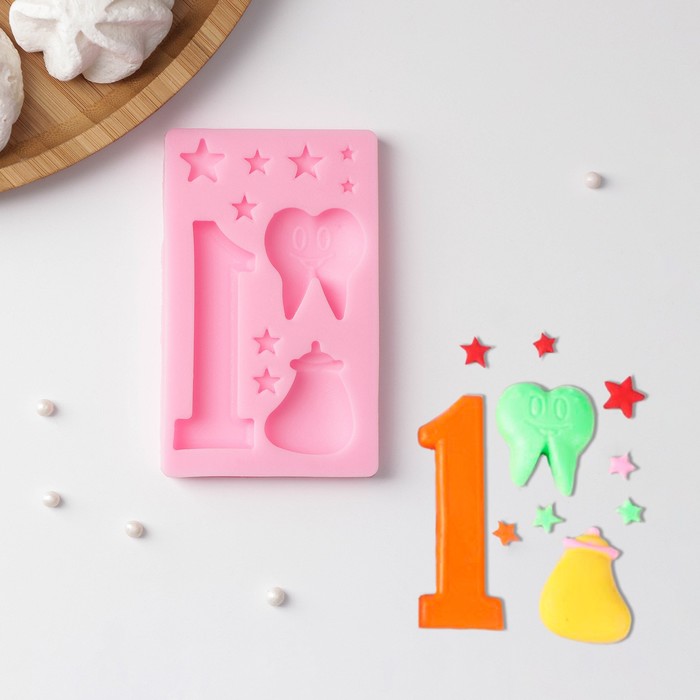 

Молд «Молочный зуб», 10,3x6,5x1,1 см, цвет МИКС, Белый, Молды "Для новорождённых"