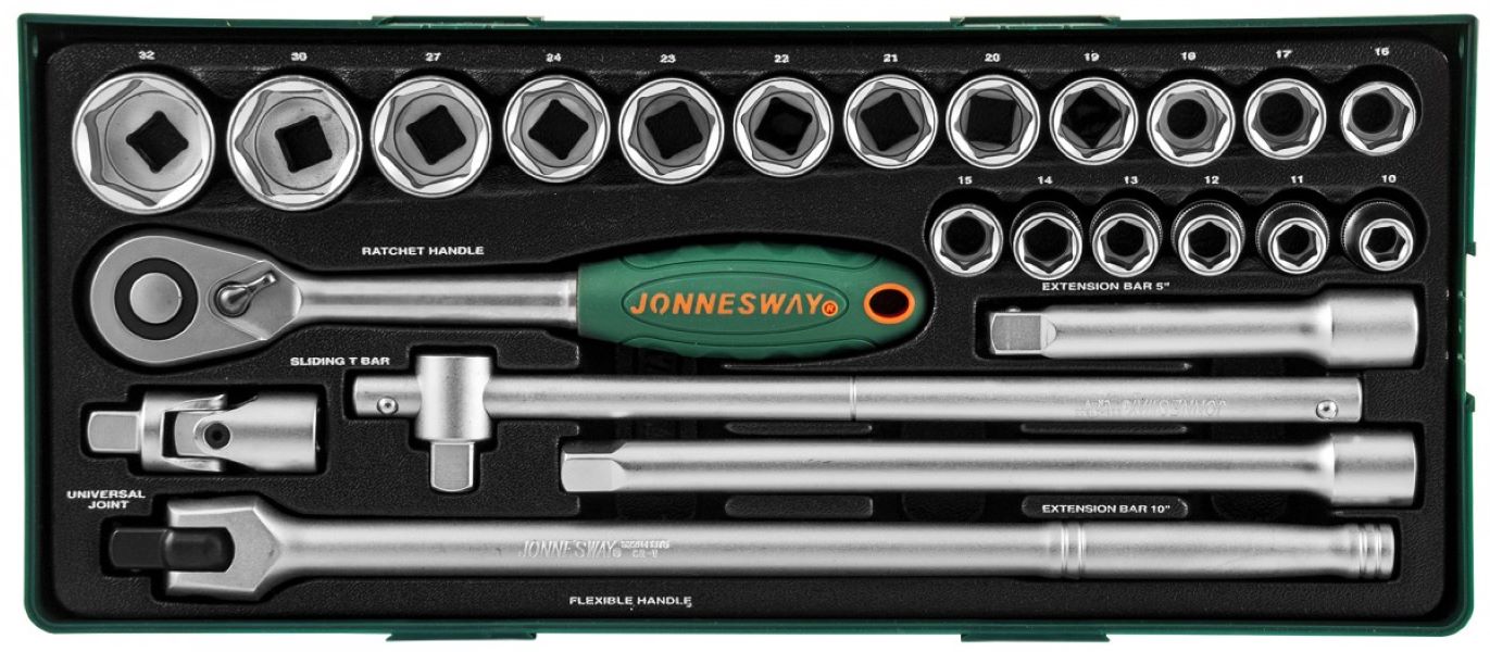 

Универсальный набор торцевых головок 1/4DR 41426 мм и 1/2DR 45627 мм, комбинированных ключ