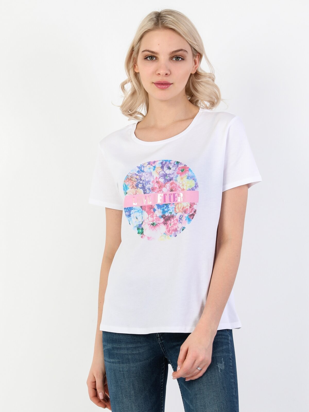 

Футболка женская Colin's CL1048715_Q1.V1 белая L, Белый, CL1048715_Q1.V1