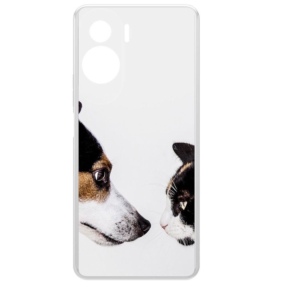 

Чехол-накладка Krutoff Clear Case Собаки против кошек для Honor 90 Lite, Прозрачный