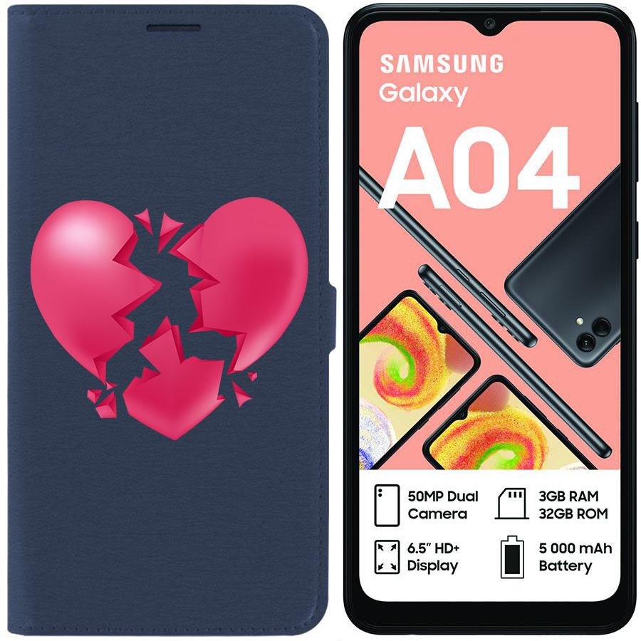 

Чехол-книжка Krutoff Eco Book для Samsung Galaxy A04 (A045) Разбитое сердце (синий)