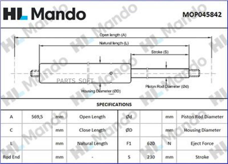 

MOP045842_аморт. багажника с откр.стеклом !Renault Mando mop045842