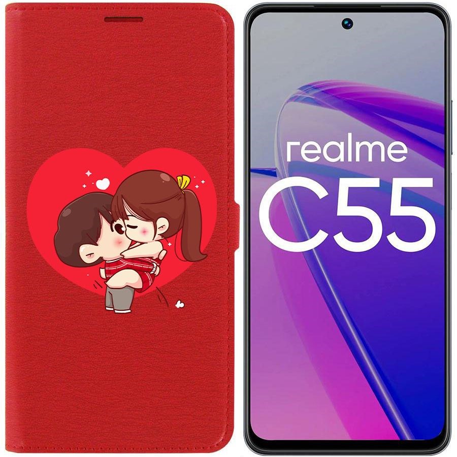 

Чехол-книжка Krutoff Eco Book для Realme C55 Аниме любовь (красный)