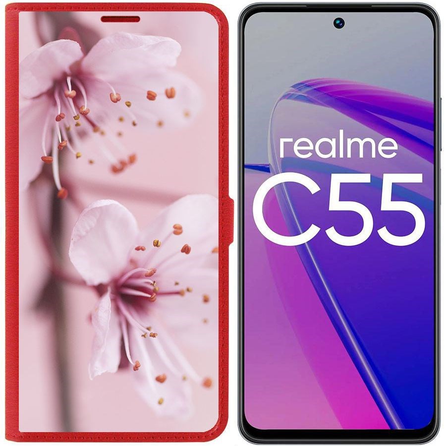 

Чехол-книжка Krutoff Eco Book для Realme C55 Весна (красный)