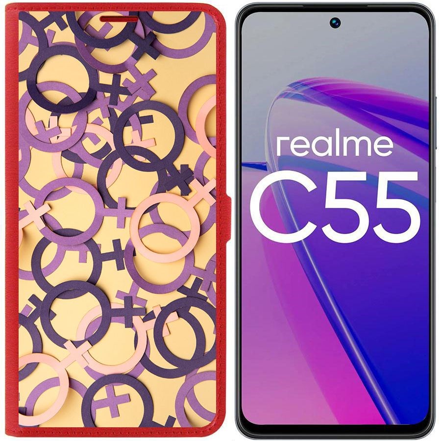 

Чехол-книжка Krutoff Eco Book для Realme C55 Женское начало (красный)