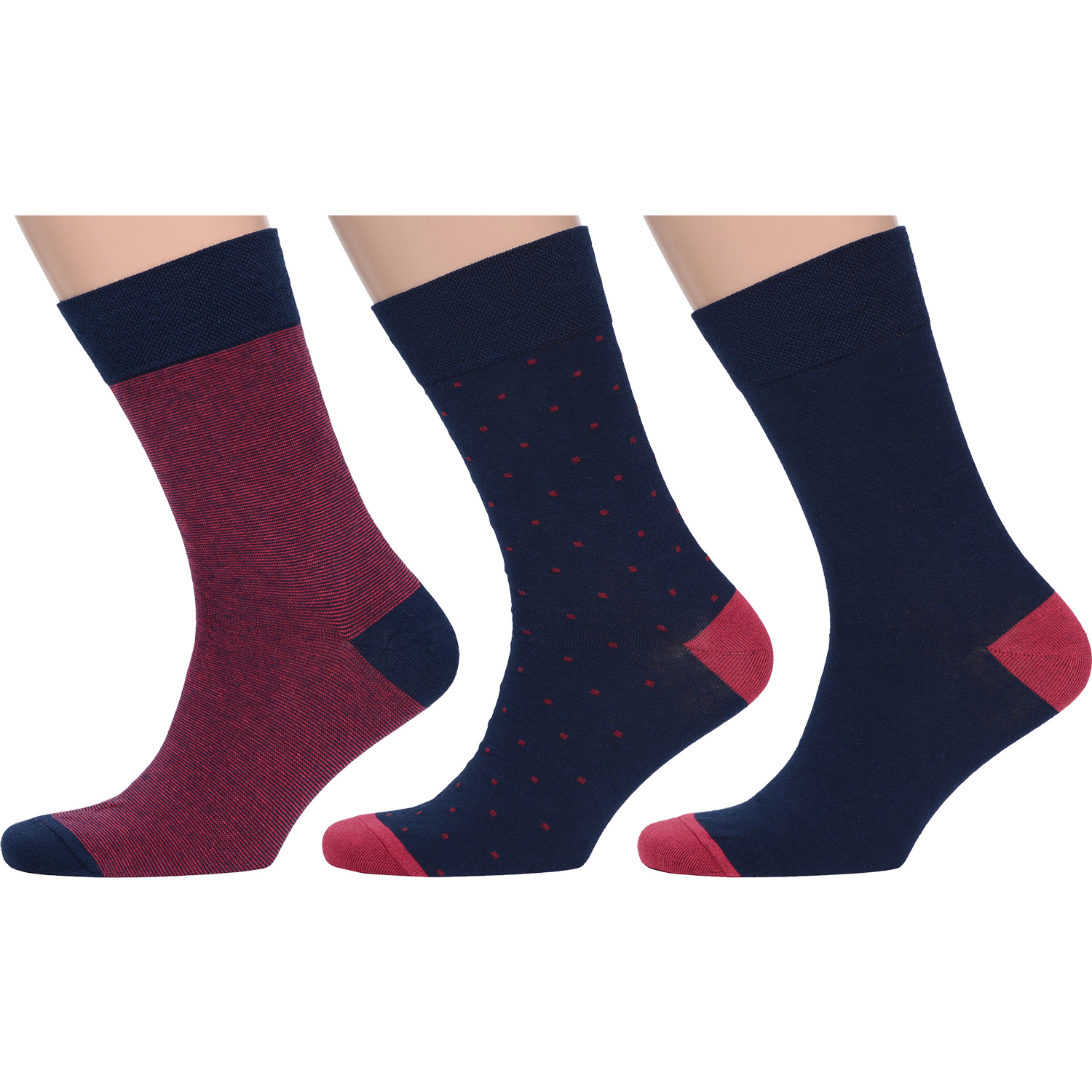 

Комплект носков мужских MoscowSocksClub msk3-М34 синих; красных; бордовых 25, Синий;красный;бордовый, msk3-М34