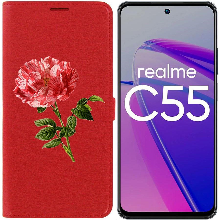 

Чехол-книжка Krutoff Eco Book для Realme C55 Рисованная роза (красный)